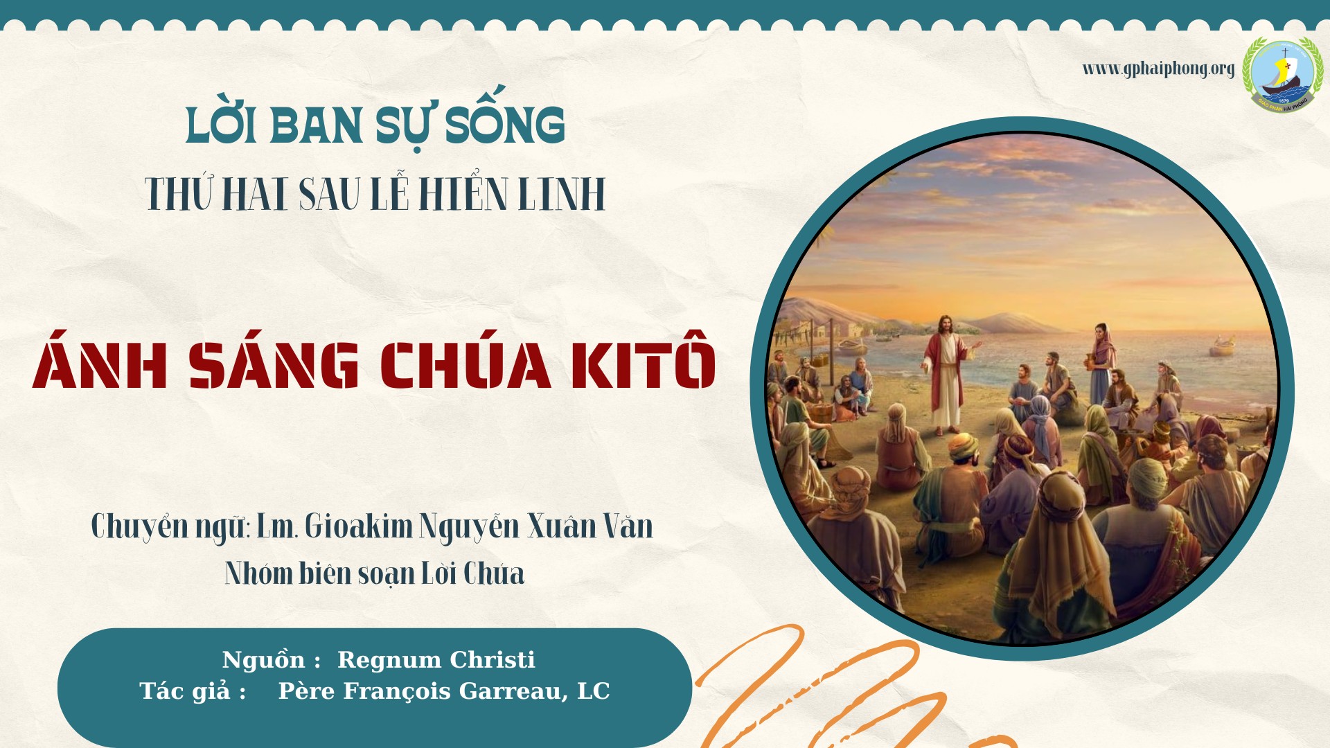 Lời ban Sự sống: Ánh sáng Chúa Kitô_Thứ Hai sau Lễ Hiển Linh
